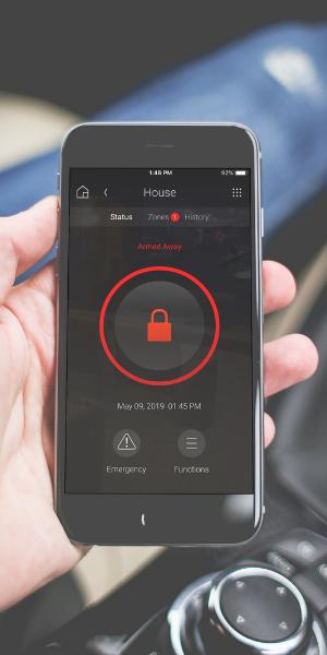 Control4 secuirty phone app seeing all going on in home with close circuit cameras.