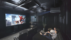 Sony home theater room and sony projector with home theater seating.
